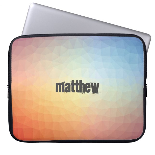 Retro Coloured Polygonal Pattern with Customisatio Laptop Sleeve (Front)