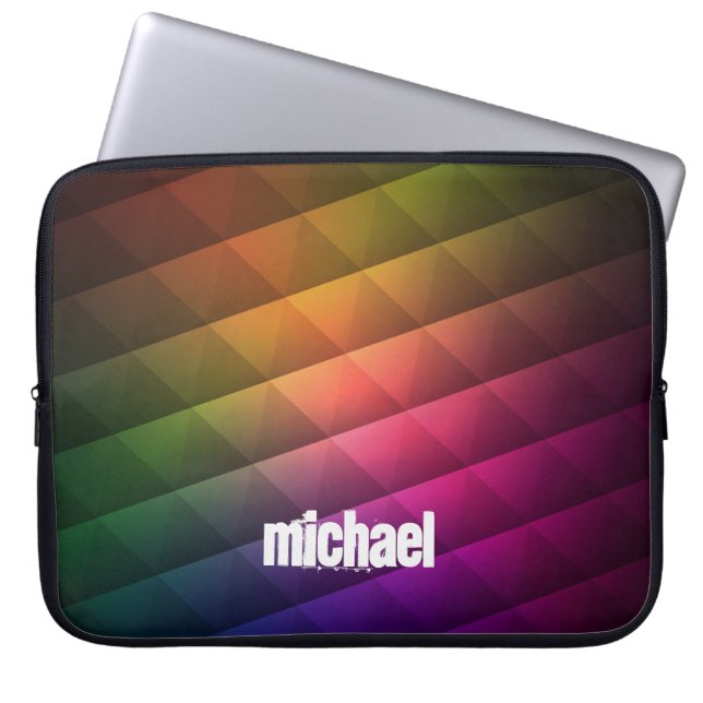 Retro Coloured Polygonal Pattern with Customisatio Laptop Sleeve (Front)
