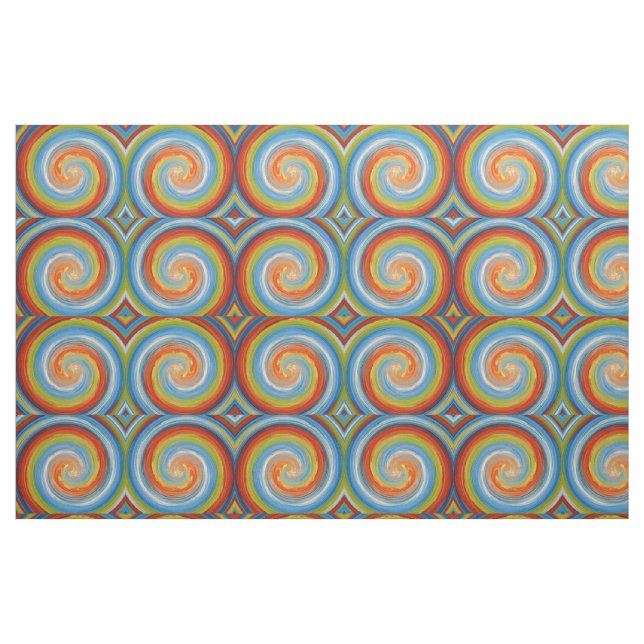 Retro Coloured Twist Abstract Art #24 Fabric (Fat Quarter)