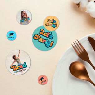 Retro colourful 2 photo any year graduation confetti