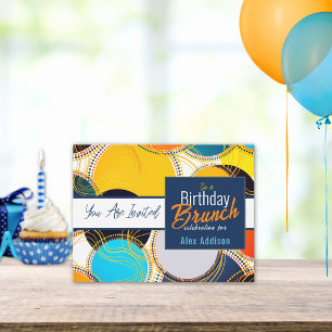 Retro Colourful 70s 80s Birthday Party Announcemen Postcard