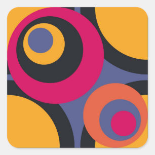 Retro Colourful Abstract Art Square Sticker