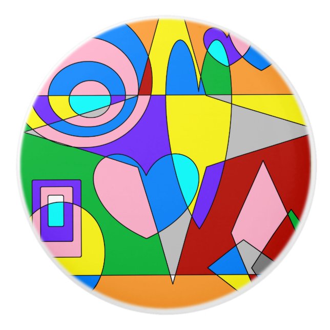 Retro Colourful Abstract Ceramic Knob (Front)