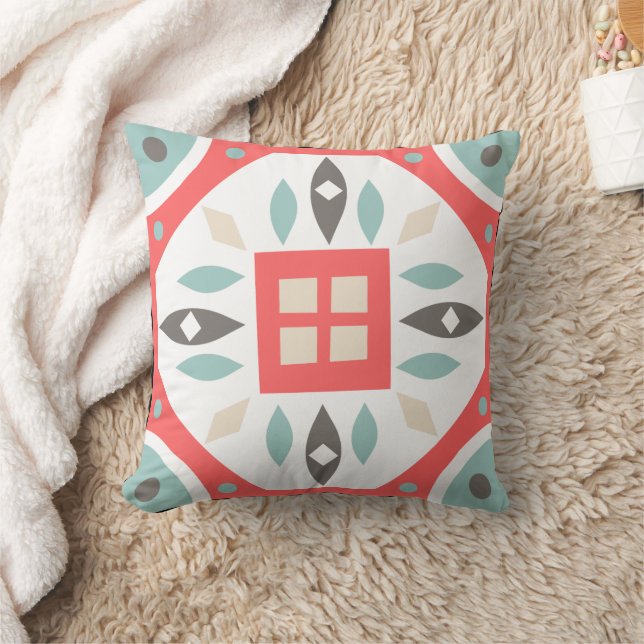 Retro Colourful Abstract Floral Cushion (Blanket)