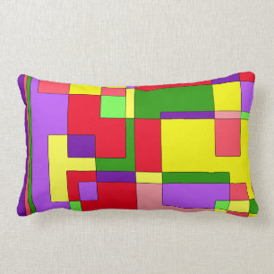 Retro Colourful Abstract Lumbar Cushion