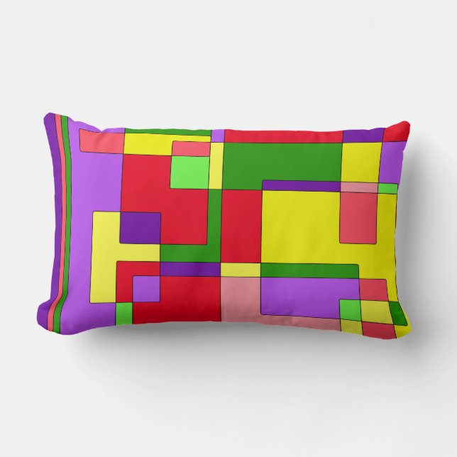 Retro Colourful Abstract Lumbar Cushion (Front)