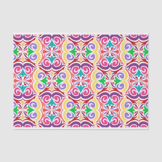 Retro Colourful Abstract Pattern Decoupage Tissue Paper (Front)
