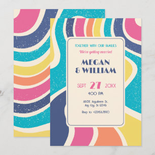 Retro Colourful abstract seamless pattern wedding Invitation