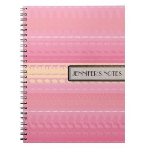 Retro Colourful Animals Modern Stripes Pattern #12 Spiral Notebook