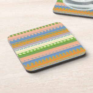 Retro Colourful Animals Modern Stripes Pattern #16 Coaster