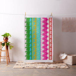 Retro Colourful Animals Modern Stripes Pattern #6 Fabric