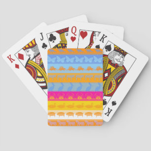 Retro Colourful Animals Modern Stripes Pattern #7 Playing Cards