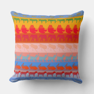 Retro Colourful Animals Pattern #2 Cushion
