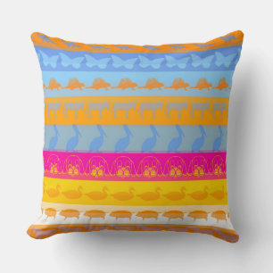 Retro Colourful Animals Pattern #3 Cushion