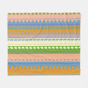 Retro Colourful Animals Pattern #3 Fleece Blanket