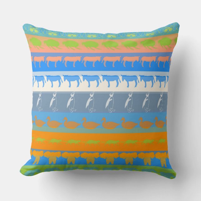 Retro Colourful Animals Pattern #5 Cushion (Front)