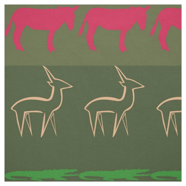 Retro Colourful Animals Pattern #7 Fabric (Swatch)