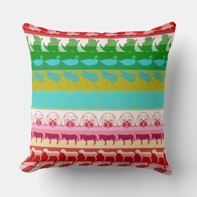 Retro Colourful Animals Pattern #9 Cushion (Front)