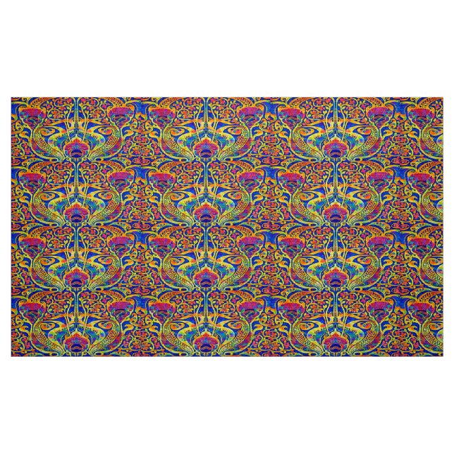 Retro Colourful Art Nouveau Pattern Fabric (Fat Quarter)