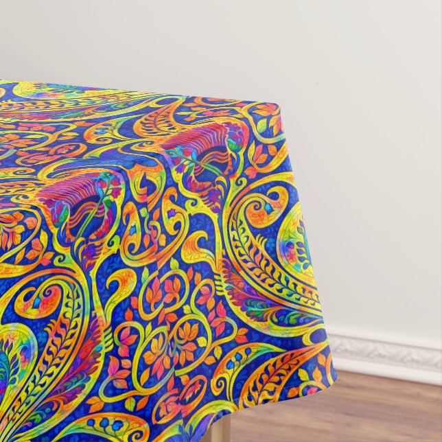 Retro Colourful Art Nouveau Pattern Tablecloth (In Situ)