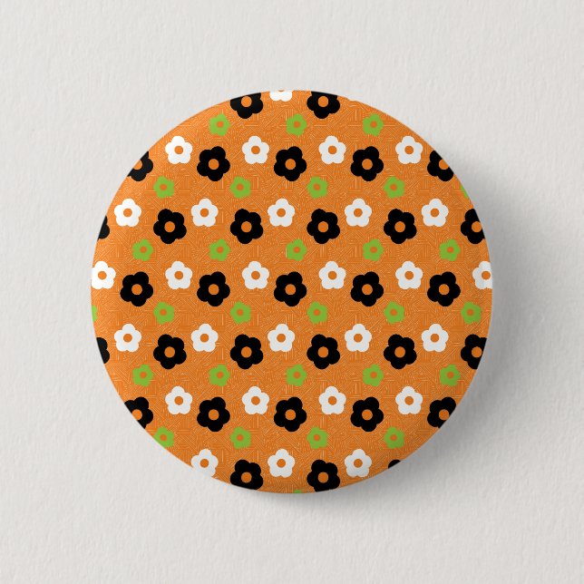 Retro Colourful Autumn Flower Power Pattern 6 Cm Round Badge (Front)