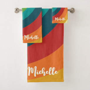 Retro Colourful Bath Towel Set