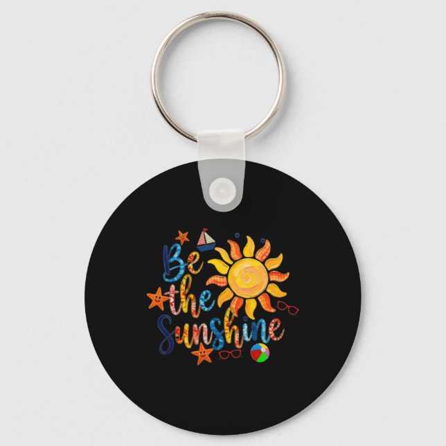 Retro Colourful Be The Sunshine Funny Summer Vibe Key Ring (Front)