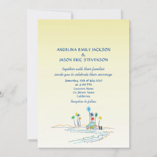 Retro Colourful Beach Wedding Invitation