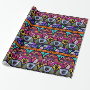 Retro Colourful Beautiful Boho Bohemian Wrapping Paper
