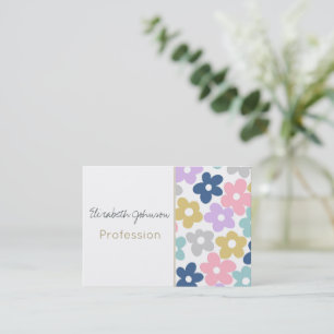 Retro Colourful Big Daisy Flowers White Design Business Card