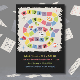 Retro Colourful Board Game Night Invitation