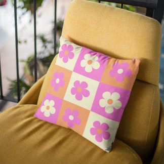 Retro Colourful Bohemian Floral Pattern Cushion