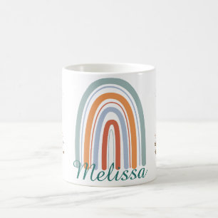 Retro colourful boho flowers groovy floral rainbow coffee mug