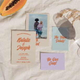 Retro Colourful Bold Bright Funky Modern Wedding Invitation