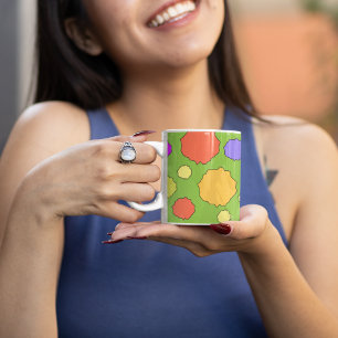 Retro colourful bold bright polka dot large coffee mug