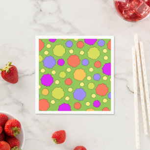 Retro colourful bold bright polka dot napkin