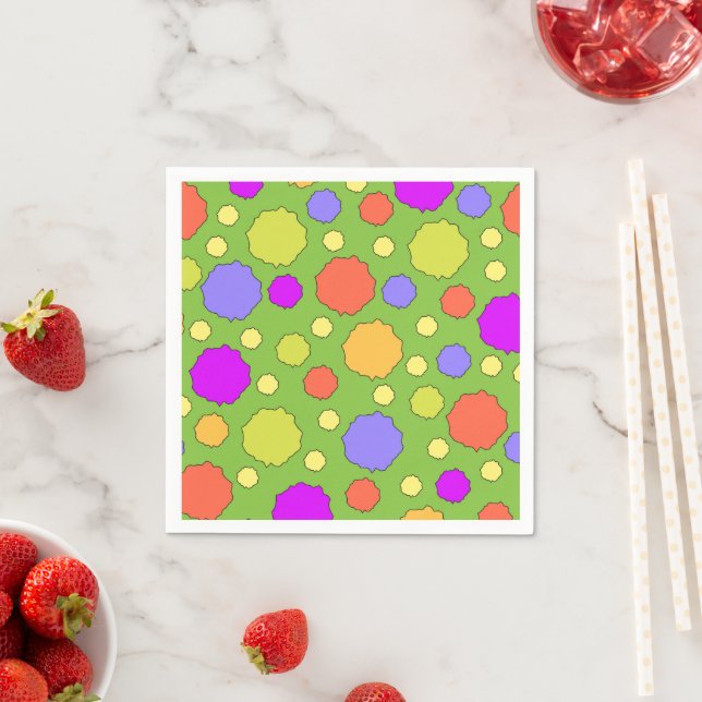 Retro colourful bold bright polka dot  napkin (Insitu)