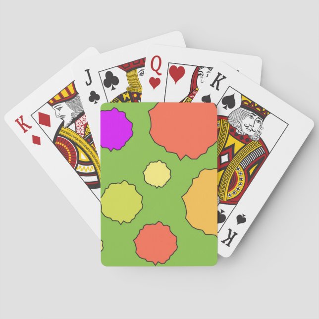 Retro colourful bold bright polka dot playing cards (Back)