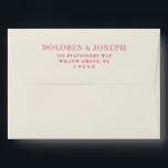 Retro Colourful Bold Bright Vintage Modern Wedding Envelope<br><div class="desc">A retro modern hand written bright colourful wedding envelope. Which features bold vintage  bride and groom's names in blush pink. And  personalised return address in red magenta .  On simple beige creamy vintage colour background. Which suits the whole wedding suite.</div>
