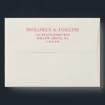 Retro Colourful Bold Bright Vintage Modern Wedding Envelope<br><div class="desc">A retro modern hand written bright colourful wedding envelope. Which features bold vintage  bride and groom's names in blush pink. And  personalised return address in red magenta .  On simple beige creamy vintage colour background. Which suits the whole wedding suite.</div>