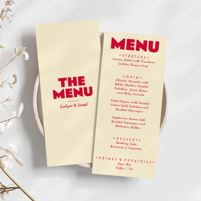Retro Colourful Bright Funky Bold Modern Wedding  Menu (Creator Uploaded)