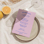 Retro Colourful Bright Funky Modern Boho Wedding Menu<br><div class="desc">A colourful retro funky modern bright  wedding dinner menu. Which features chic template design of boho vintage pale pink background and blue typography and hand written menu in blue . And bright back green background. Perfect and matching with the whole suite.</div>