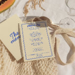 Retro Colourful Bright Funky Modern Frame Wedding Menu<br><div class="desc">A colourful retro funky modern bright  wedding dinner menu. Which features chic template design of boho vintage beige creamy background and blue typography and hand written menu in red. Perfect and matching with the whole suite.</div>