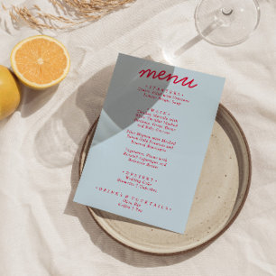 Retro Colourful Bright Funky Modern Trendy Wedding Menu