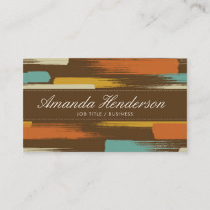 Retro Colourful Brush Strokes Business Card