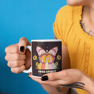 Retro Colourful Butterfly Rainbow Inspirational Mug