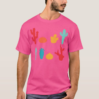 Retro Colourful Cactus Plants Gardening Succulen T-Shirt