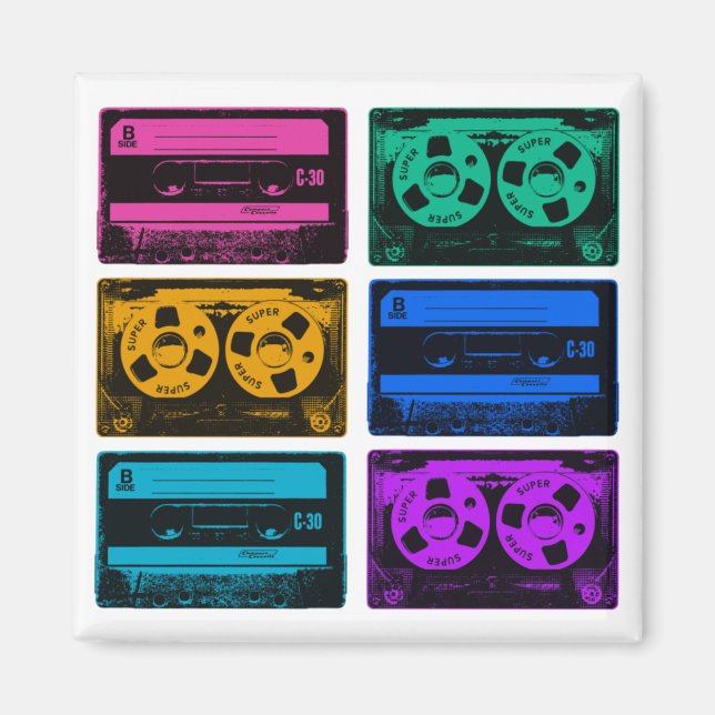 Retro Colourful Cassette Tapes Magnet (Front)