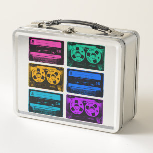 Retro Colourful Cassette Tapes Metal Lunch Box