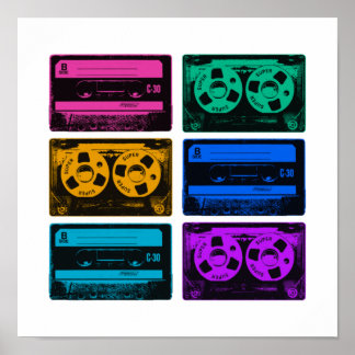 Retro Colourful Cassette Tapes Poster